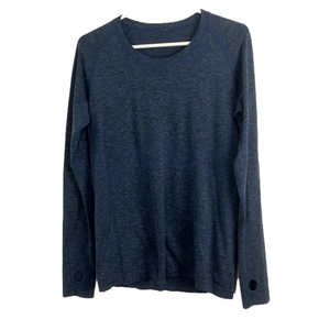 Lululemon Swiftly Tech Black and Blue Heathered Running Top